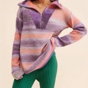 Anthropologie Daily Practice Franconia Half Zip Knit Tunic Sweater Small